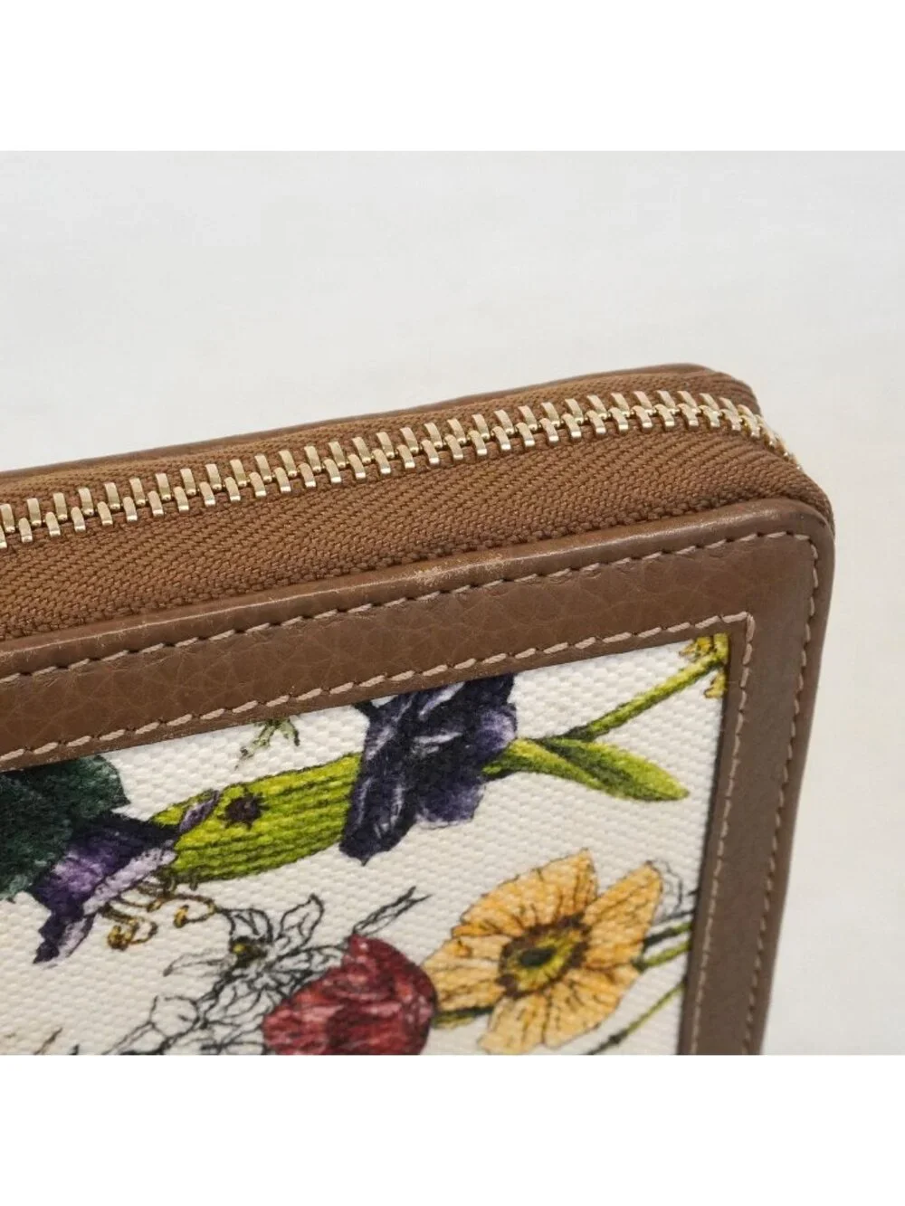 Gucci Wallet Bamboo Flora Canvas Brown Gold